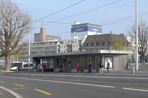 Projektbild «AUF DER MAUER» Tramwartehalle Kleinhüningen